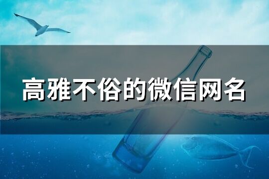 高雅不俗的微信網名(精選246個)