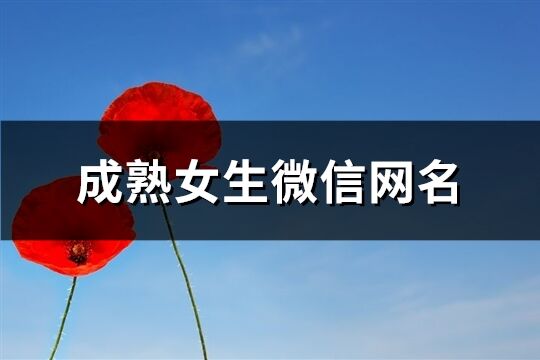 成熟女生微信網(wǎng)名(優(yōu)選190個)