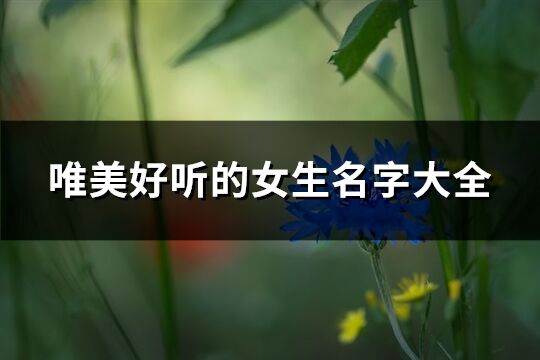 唯美好聽的女生名字大全(共78個)