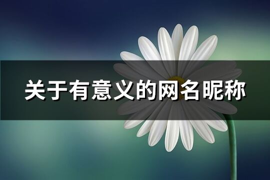 關于有意義的網名昵稱(666個)