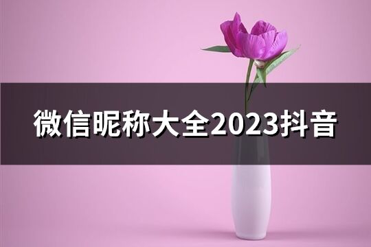 微信昵稱大全2023抖音(優選524個)