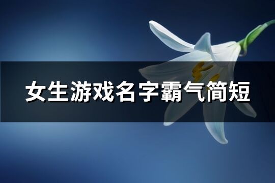 女生游戲名字霸氣簡短(優選329個)