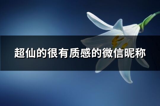 超仙的很有質感的微信昵稱(221個)
