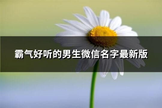 霸氣好聽的男生微信名字最新版(精選1070個)
