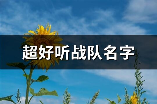 超好聽戰隊名字(優選399個)