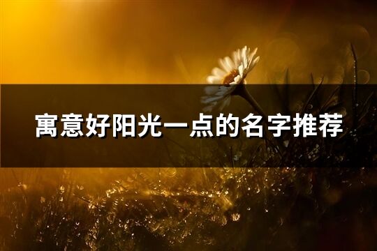 寓意好陽光一點的名字推薦(共373個)