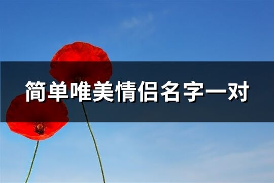 簡單唯美情侶名字一對(精選322個)
