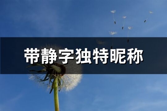 帶靜字獨特昵稱(161個)
