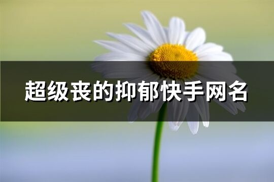 超級喪的抑郁快手網名(共216個)