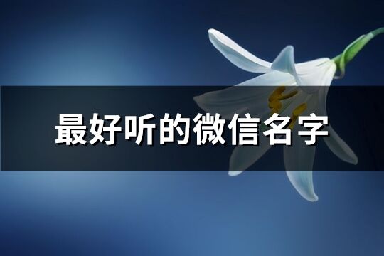 最好聽的微信名字(精選371個)