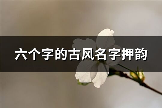 六個字的古風名字押韻(精選482個)