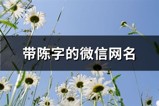 帶陳字的微信網(wǎng)名(精選129個)