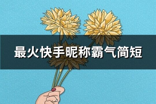 最火快手昵稱霸氣簡短(共76個)