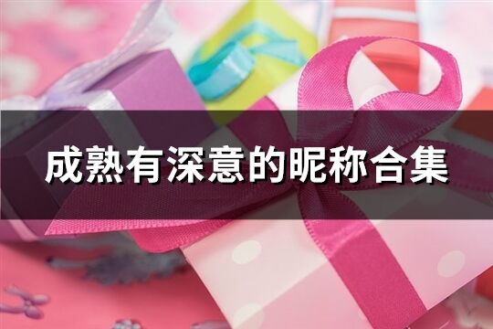 成熟有深意的昵稱合集(共99個)