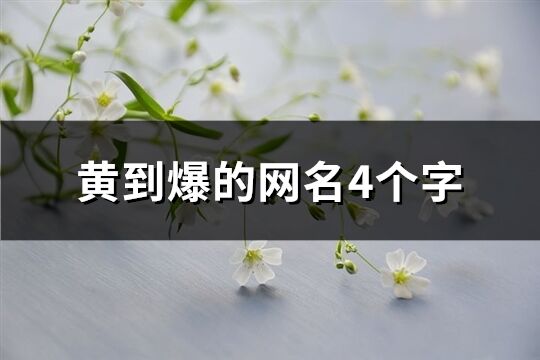 黃到爆的網名4個字(108個)