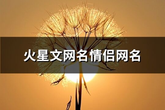 火星文網名情侶網名(76個)