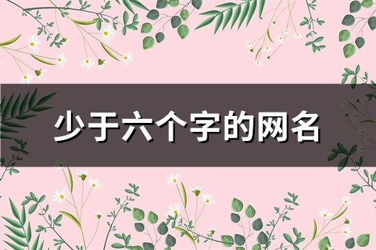 少于六個字的網(wǎng)名(精選141個)
