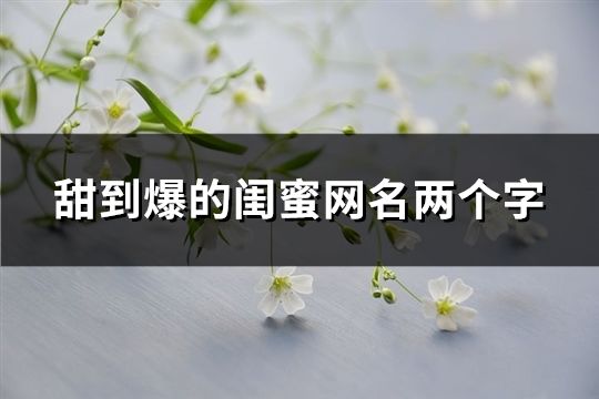 甜到爆的閨蜜網(wǎng)名兩個字(共147個)