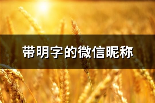 帶明字的微信昵稱(共99個)