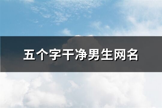 五個字干凈男生網名(144個)