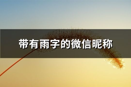 帶有雨字的微信昵稱(精選77個)