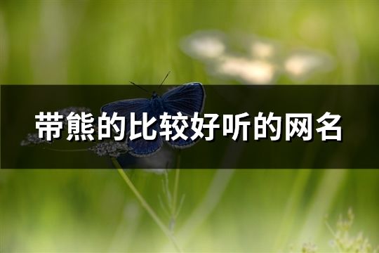帶熊的比較好聽的網(wǎng)名(共109個)