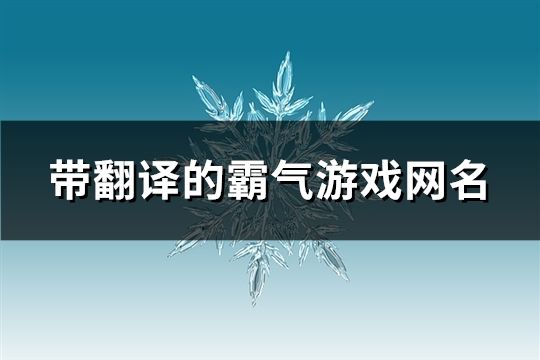 帶翻譯的霸氣游戲網(wǎng)名(共166個)