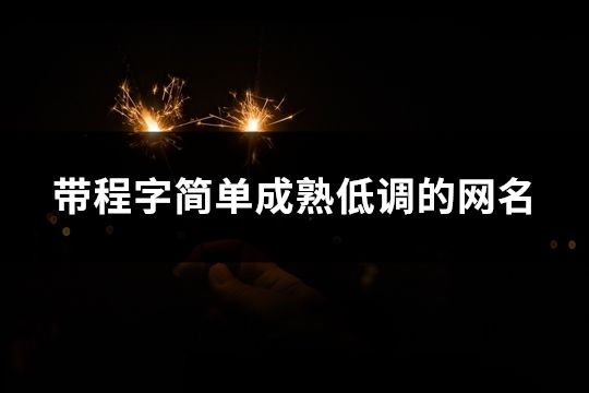 帶程字簡單成熟低調的網名(共86個)