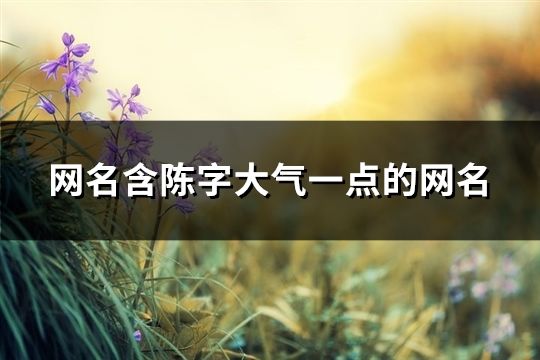 網名含陳字大氣一點的網名(精選182個)
