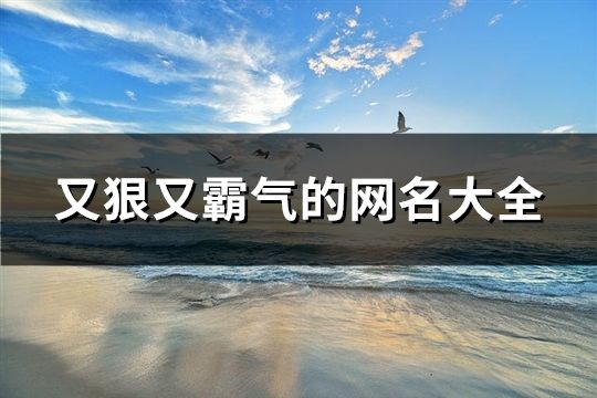 又狠又霸氣的網名大全(108個)