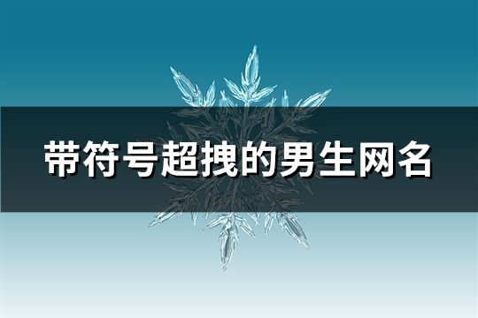 帶符號超拽的男生網名(106個)
