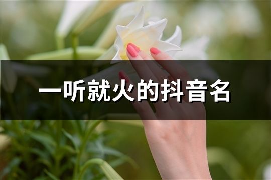 一聽就火的抖音名(96個)