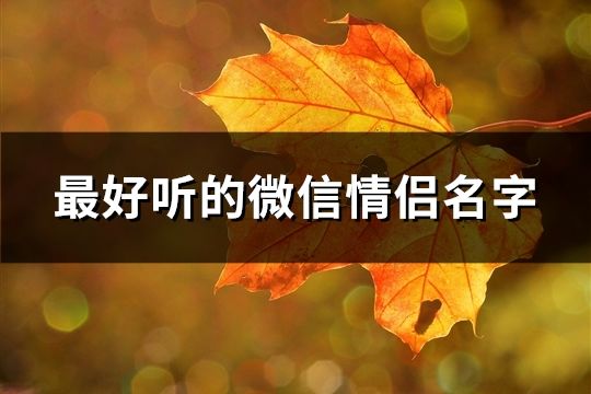 最好聽的微信情侶名字(精選55對)