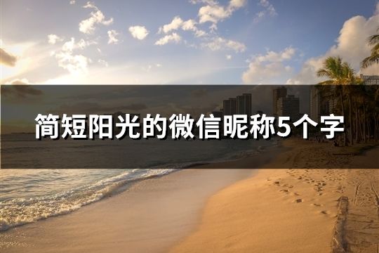 簡短陽光的微信昵稱5個字(共58個)
