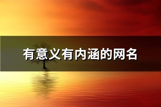 有意義有內涵的網名(共1522個)