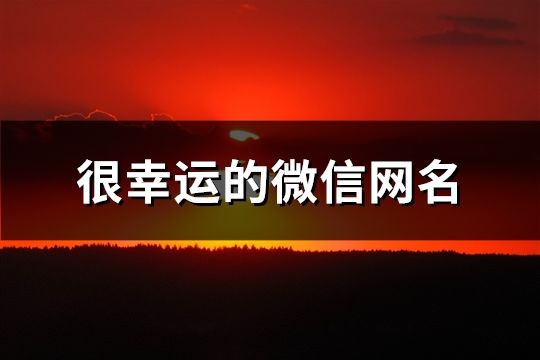 很幸運的微信網名(1529個)