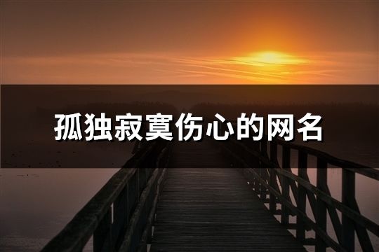 孤獨寂寞傷心的網名(884個)