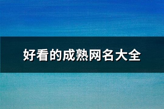 好看的成熟網名大全(精選247個)