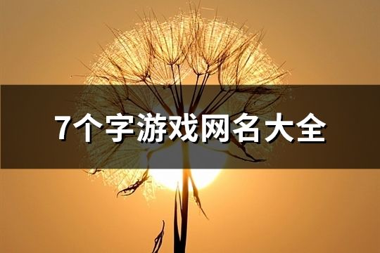 7個字游戲網名大全(精選734個)