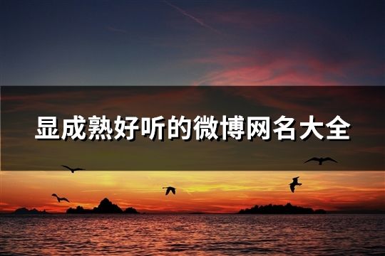 顯成熟好聽的微博網名大全(367個)