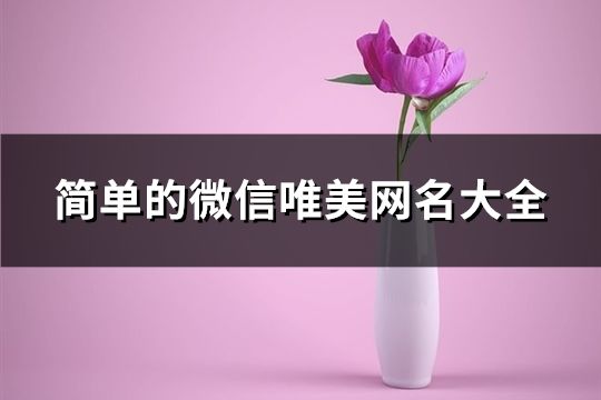 簡單的微信唯美網名大全(精選1434個)