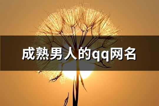 成熟男人的qq網名(精選512個)