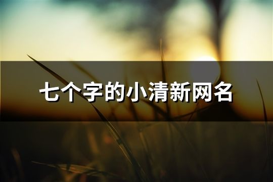 七個字的小清新網名(精選555個)