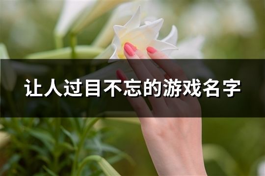 讓人過目不忘的游戲名字(精選80個)