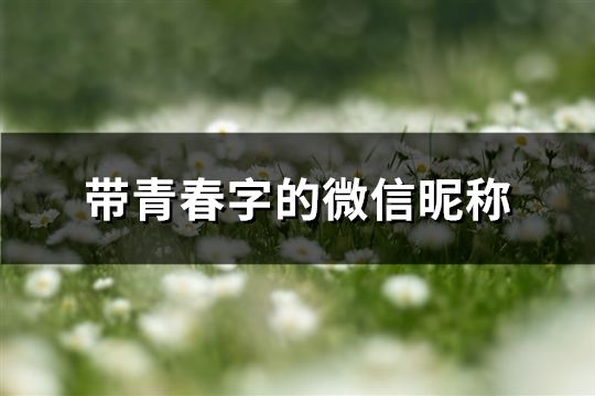 帶青春字的微信昵稱(88個)