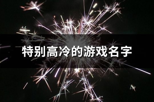 特別高冷的游戲名字(共110個)